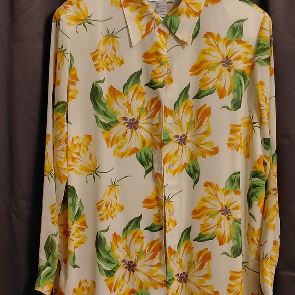 Linea by Louis Dell'Olio Tops - Linea by Louis Dell'Olio Vibrant Floral Blouse